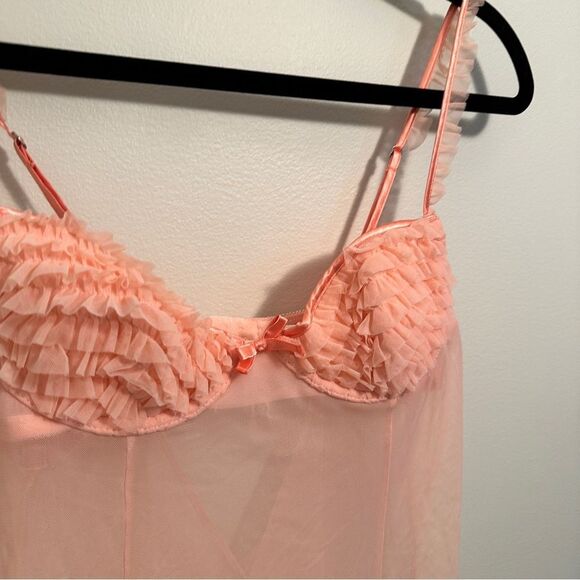 Fredrick’s Of Hollywood Ruffled Peachy Orange Slip Dress - Picture 4 of 7